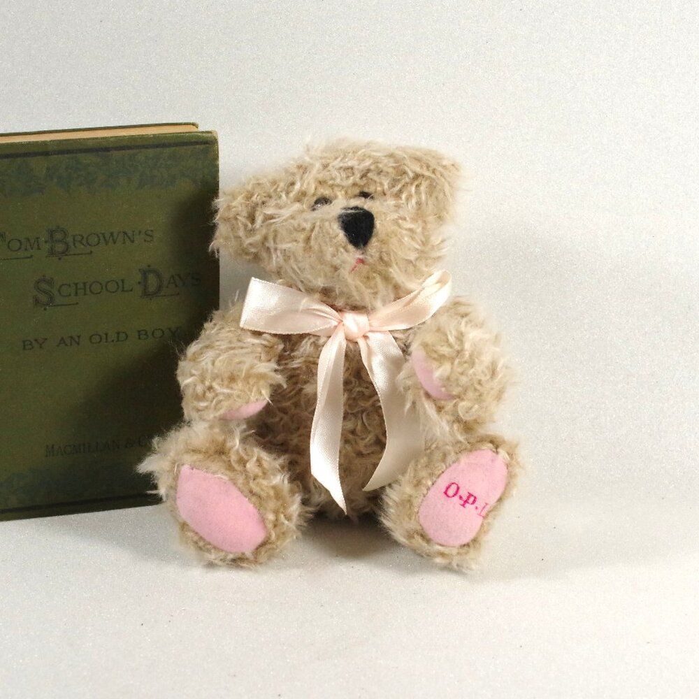 O.P.I. Polish Collectible Plush 8" Teddy Bear Movable Arms and Legs Pink Bow